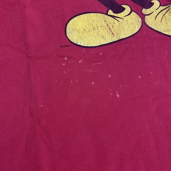 VINTAGE Disney Designs Mickey Mouse Shirt Adult 2XL Red 90s VTG Mens DISTRESSED - Picture 13 of 14